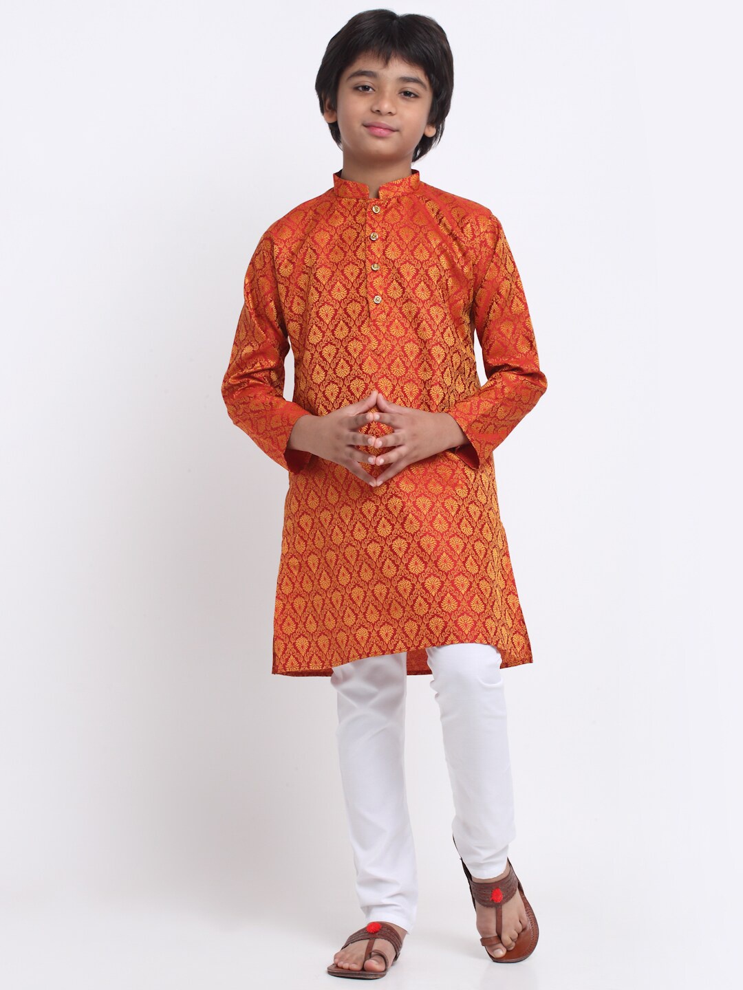 

KRAFT INDIA Boys Red Ethnic Motifs Kurta with Pyjamas