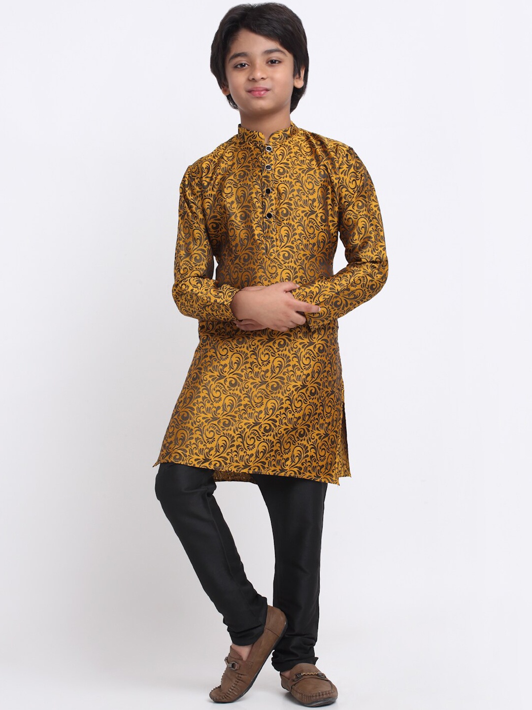 

KRAFT INDIA Boys Yellow Ethnic Motifs Kurta with Pyjamas