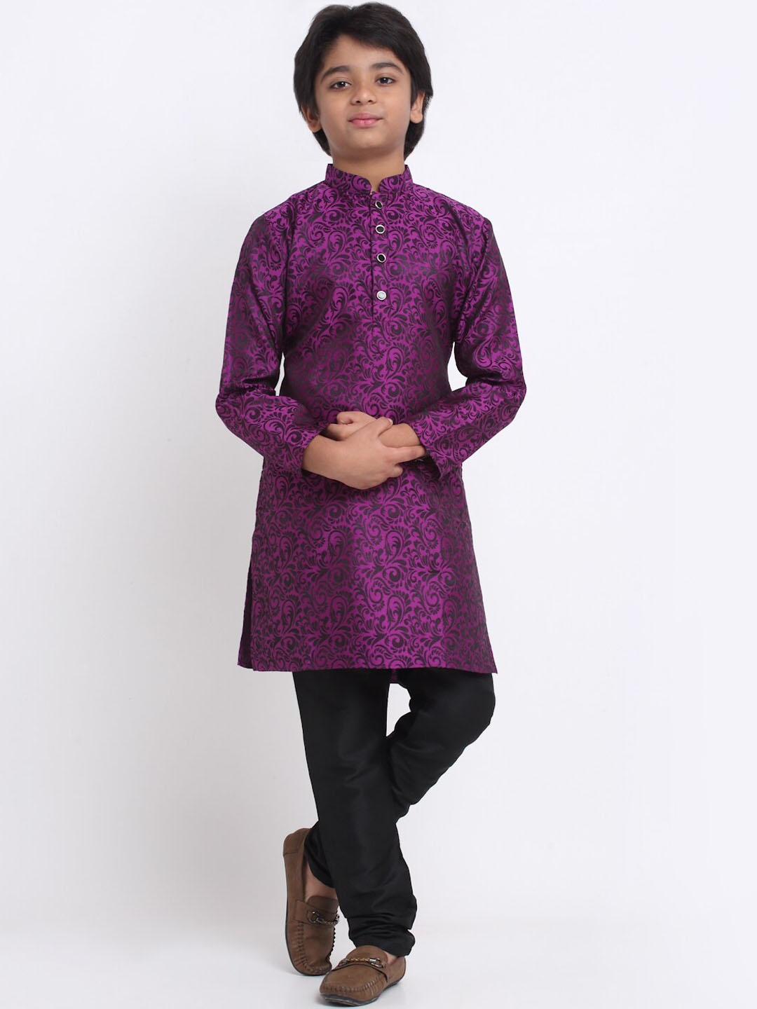 

KRAFT INDIA Boys Purple Ethnic Motifs Kurta with Pyjamas