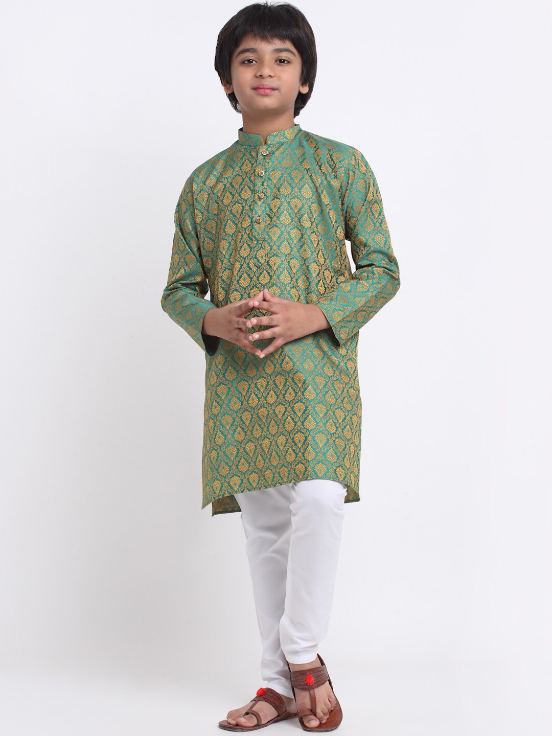 

KRAFT INDIA Boys Green Ethnic Motifs Kurta with Pyjamas