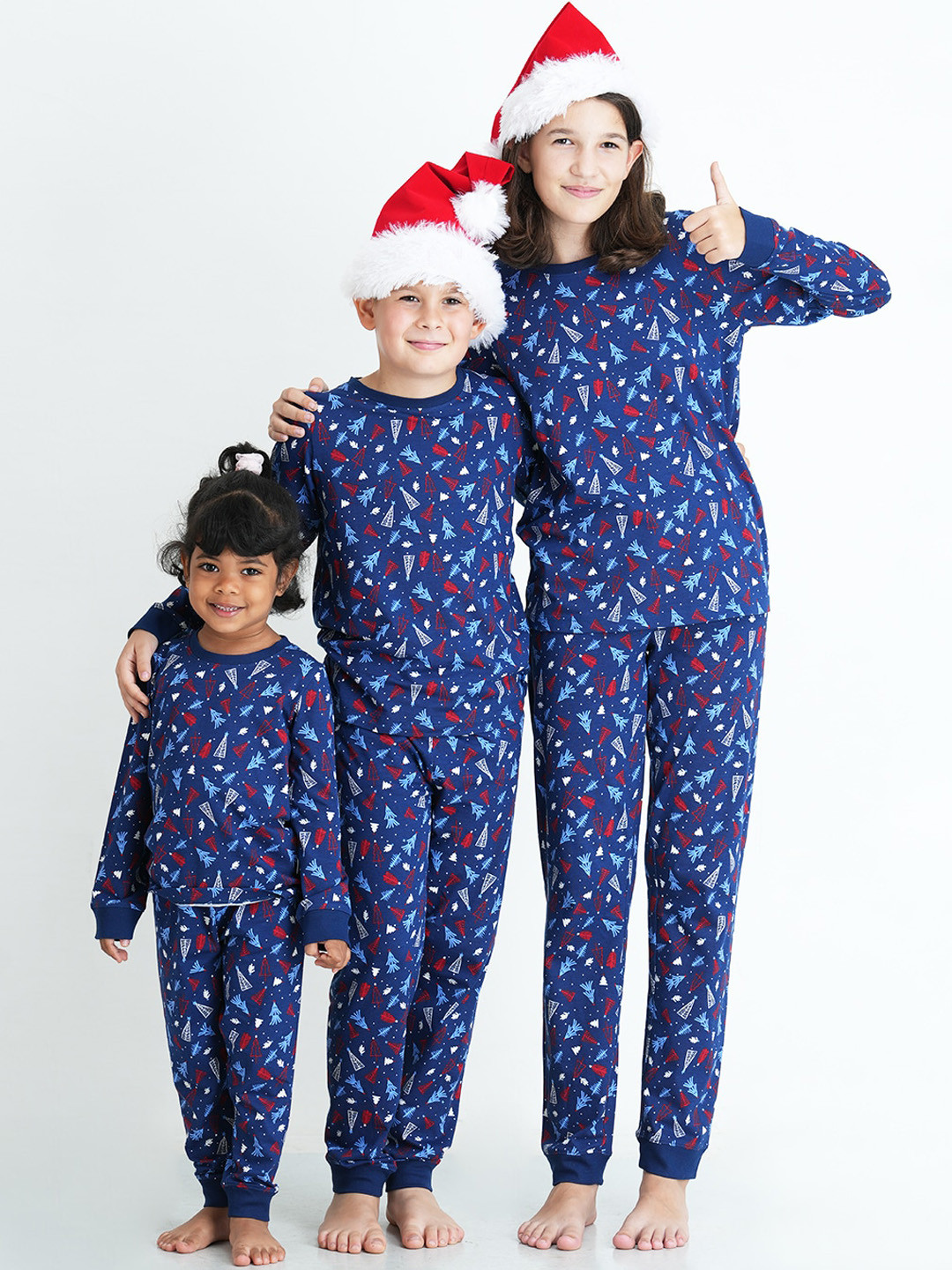 

mackly Unisex Kids Navy Blue & Red Printed Night suit