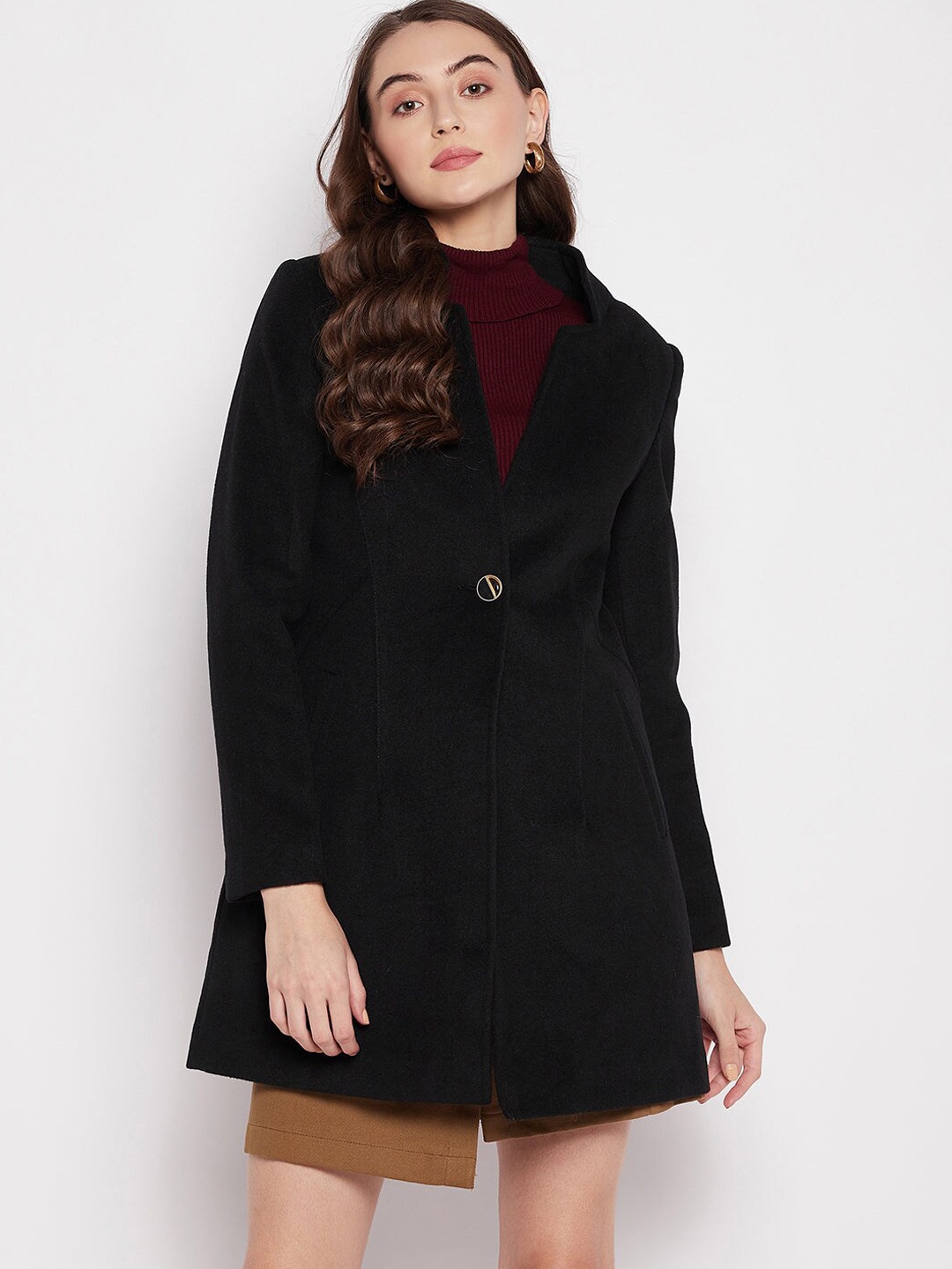 

Madame Women Black Cotton Longline OverCoat