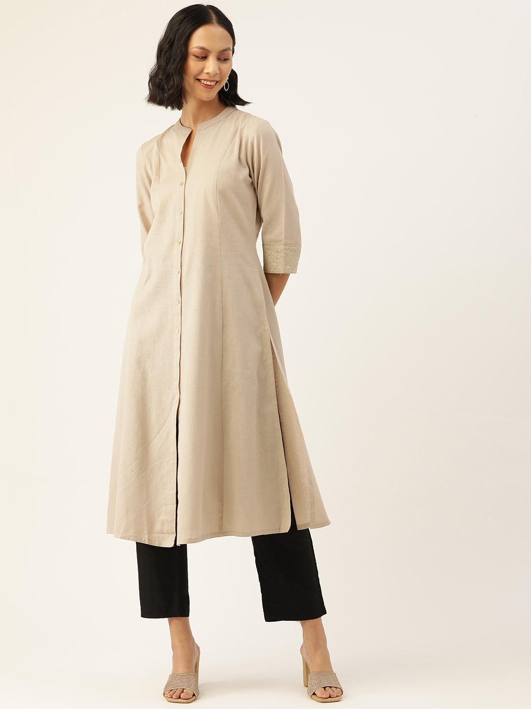 

ZIZO By Namrata Bajaj Women Beige A-Line Kurta