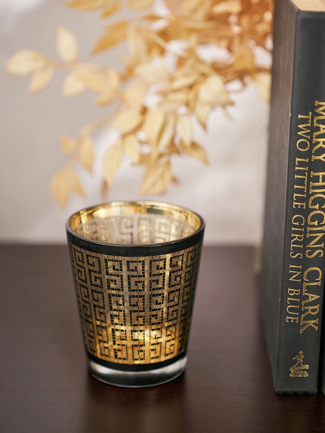 

Pure Home and Living Black & Gold Set Of 4 Textured Glass Tumblers