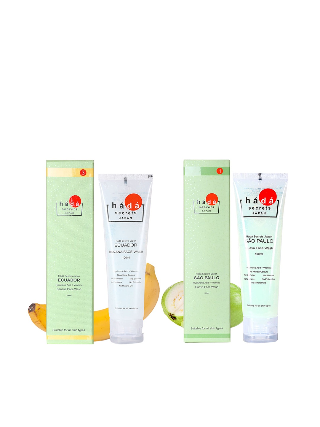 

Hada Secrets Japan Set Of 2 Face Wash - Ecuador Banana & Sao Paulo Guava - 100ml each, White