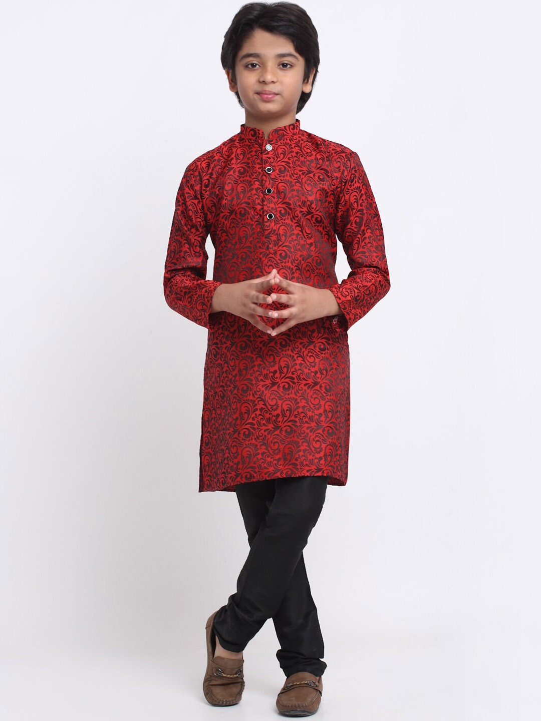 

KRAFT INDIA Boys Red Ethnic Motifs Kurta with Pyjamas