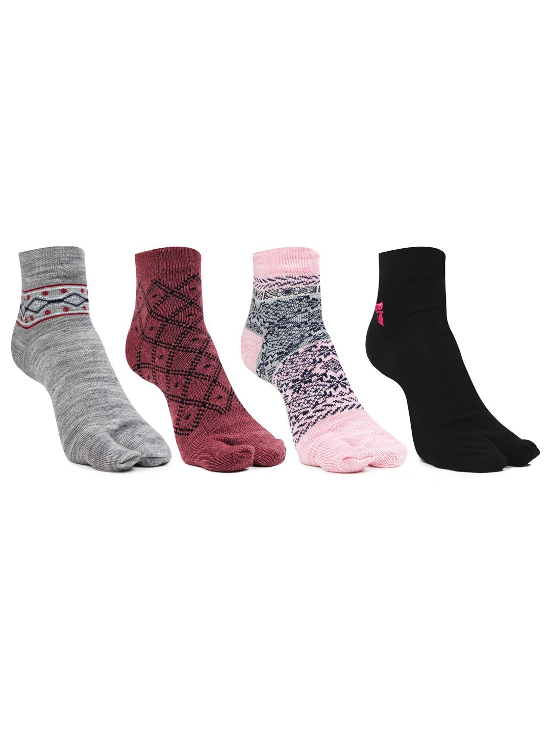 

Bonjour Women Pack Of 4 Assorted Ankle-Length Thumb Socks