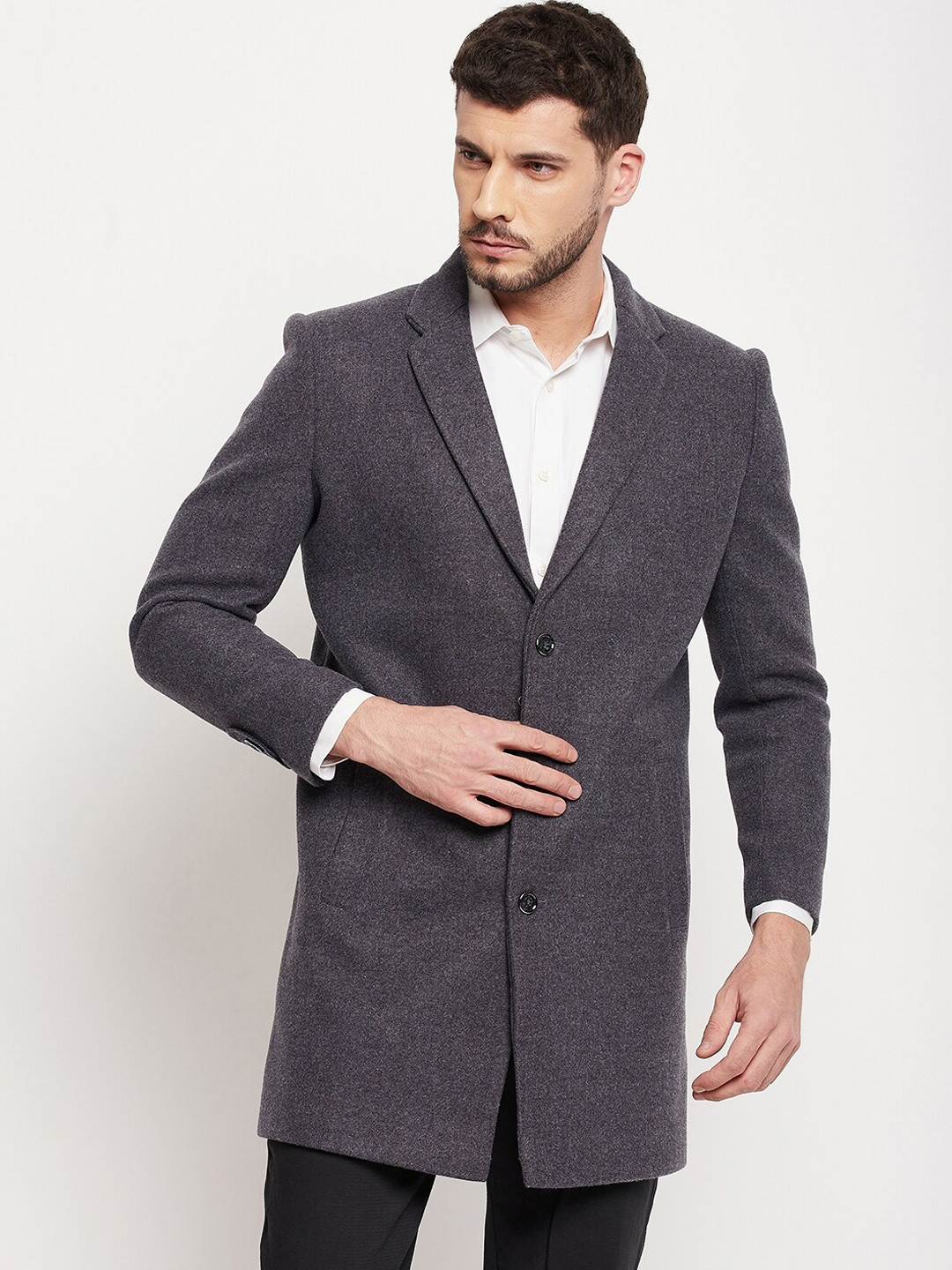 

Duke Men Grey Wool Over Coats