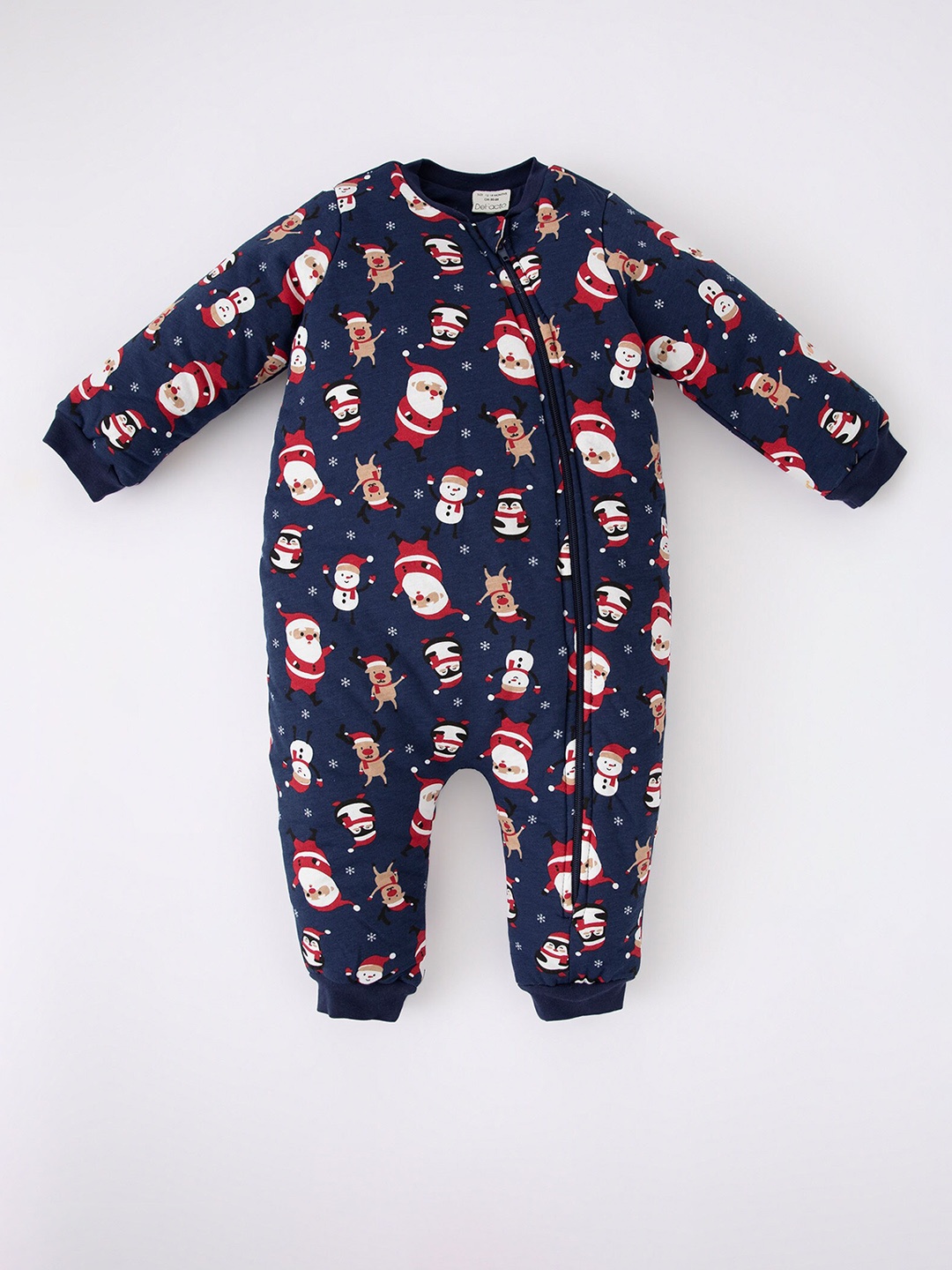 

DeFacto Infant Kids Navy Blue Santa Printed Rompers