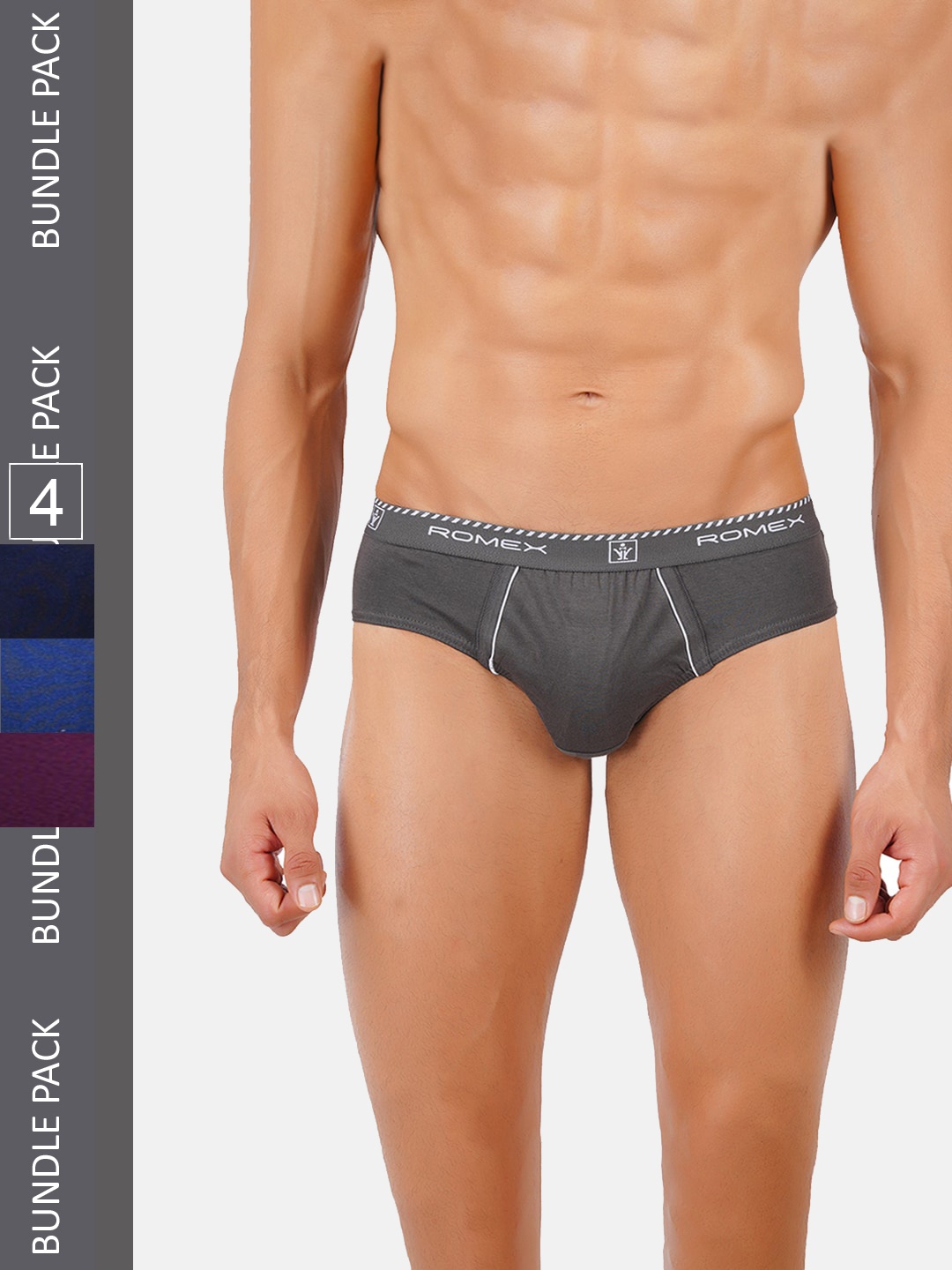 

Ramraj Men Pack Of 4 Pure Combed Cotton Hipster Briefs, Grey