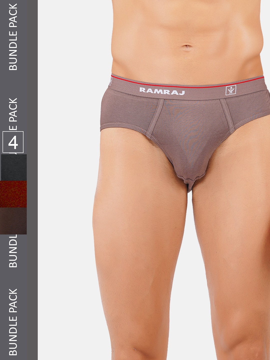 

Ramraj Men Pack Of 4 Grey & Brown Pure Combed Cotton Hipster Briefs