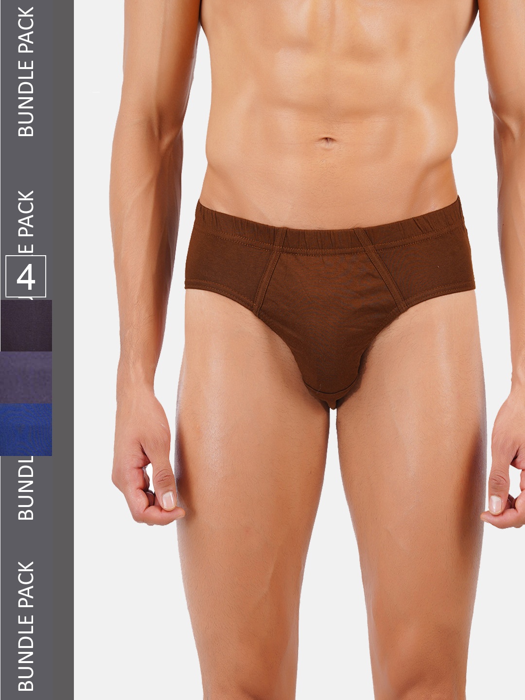 

Ramraj Brown & Blue Men Pack Of 4 Pure Cotton Hipster Briefs
