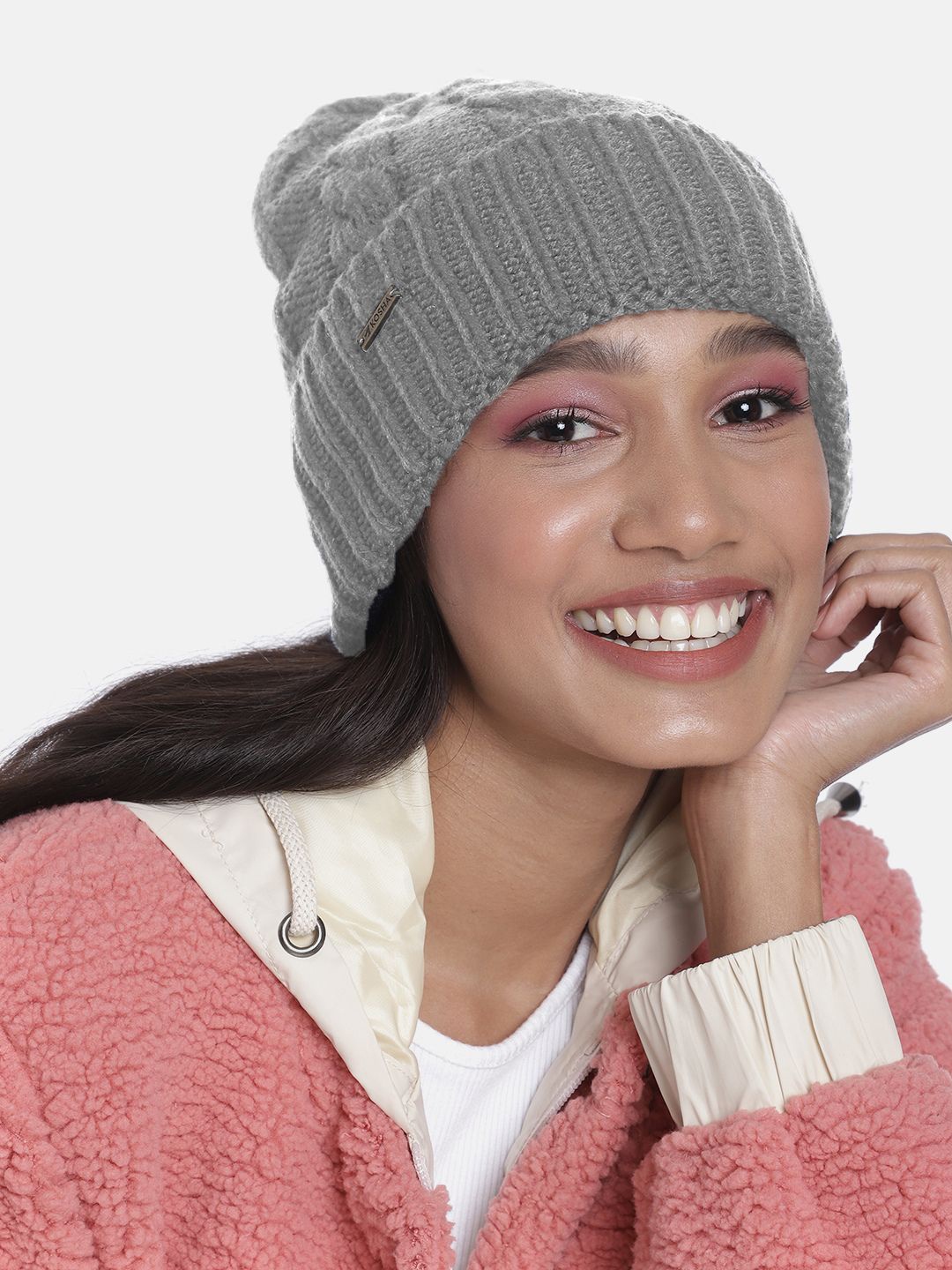 

Kosha Women Grey Acrylic Beanie