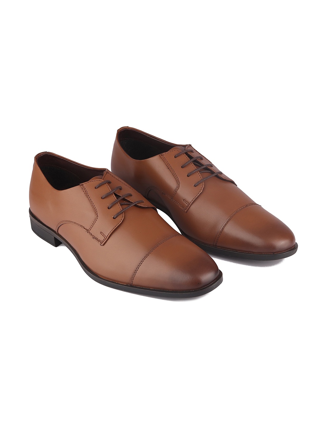 

TOP BRASS Men Tan-Brown Genuine Leather Formal Derbys