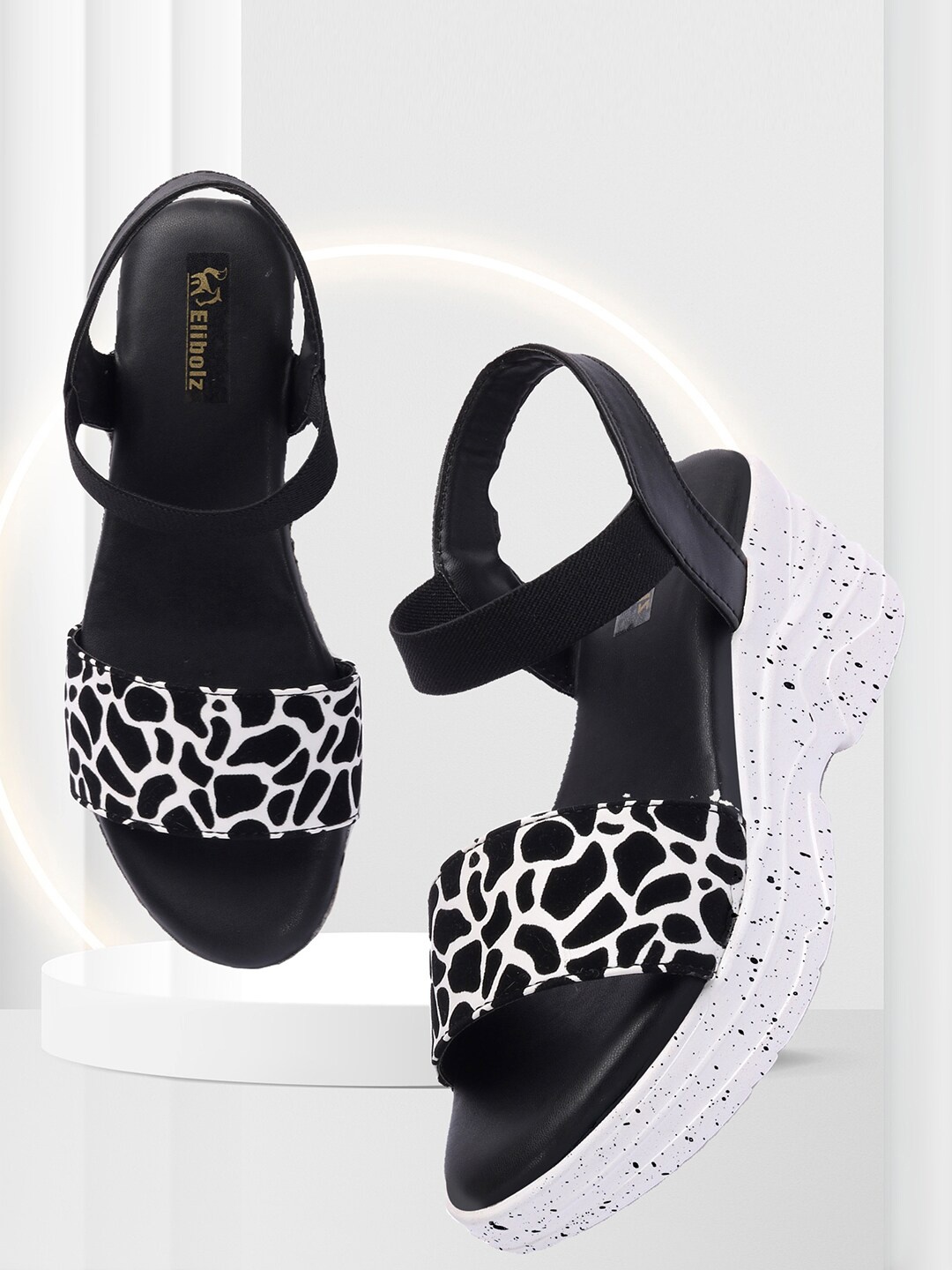 

Elibolz Women White Printed Open Toe Flats