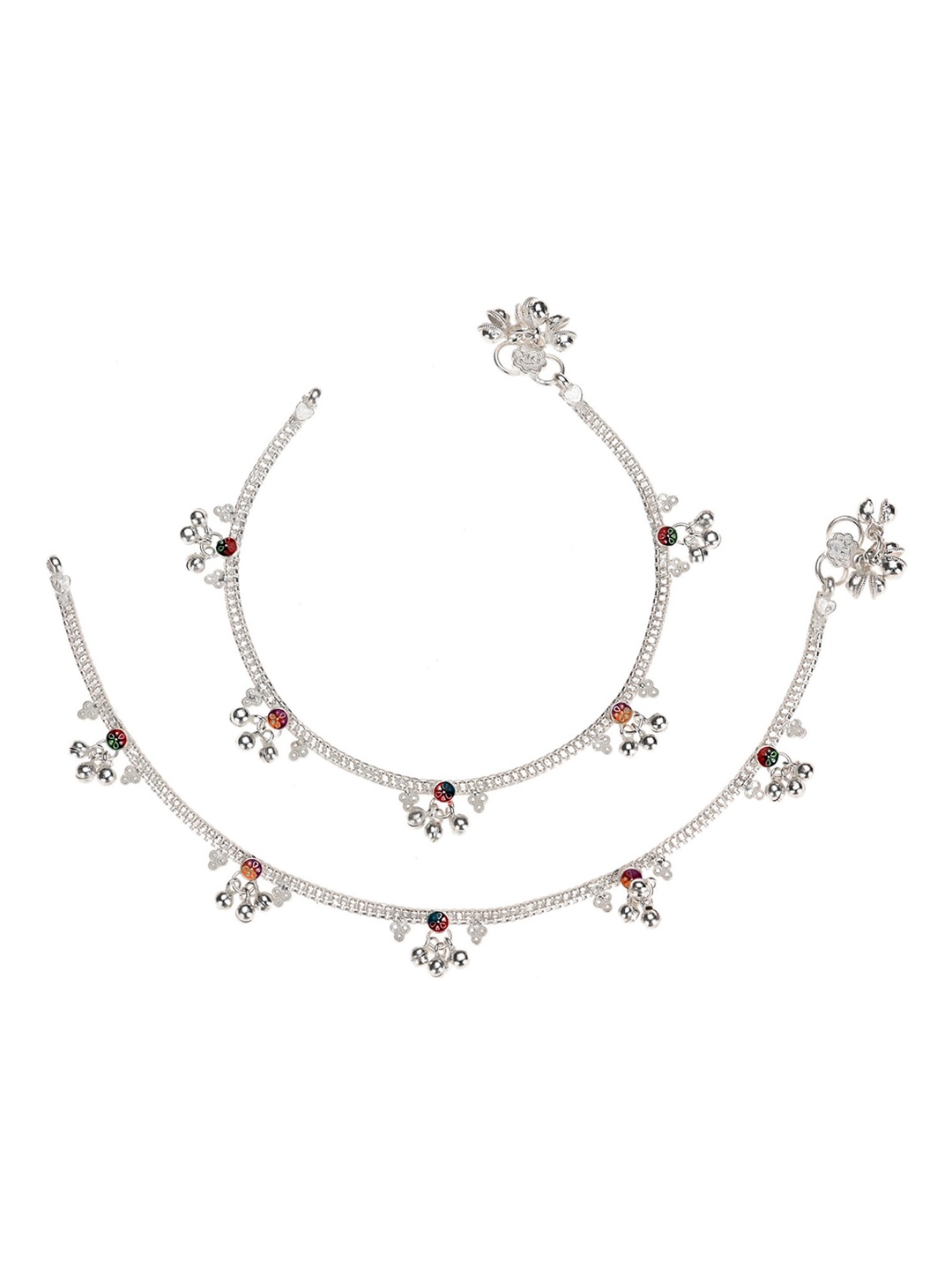 

AanyaCentric Women Silver-Plated White Beaded Anklets