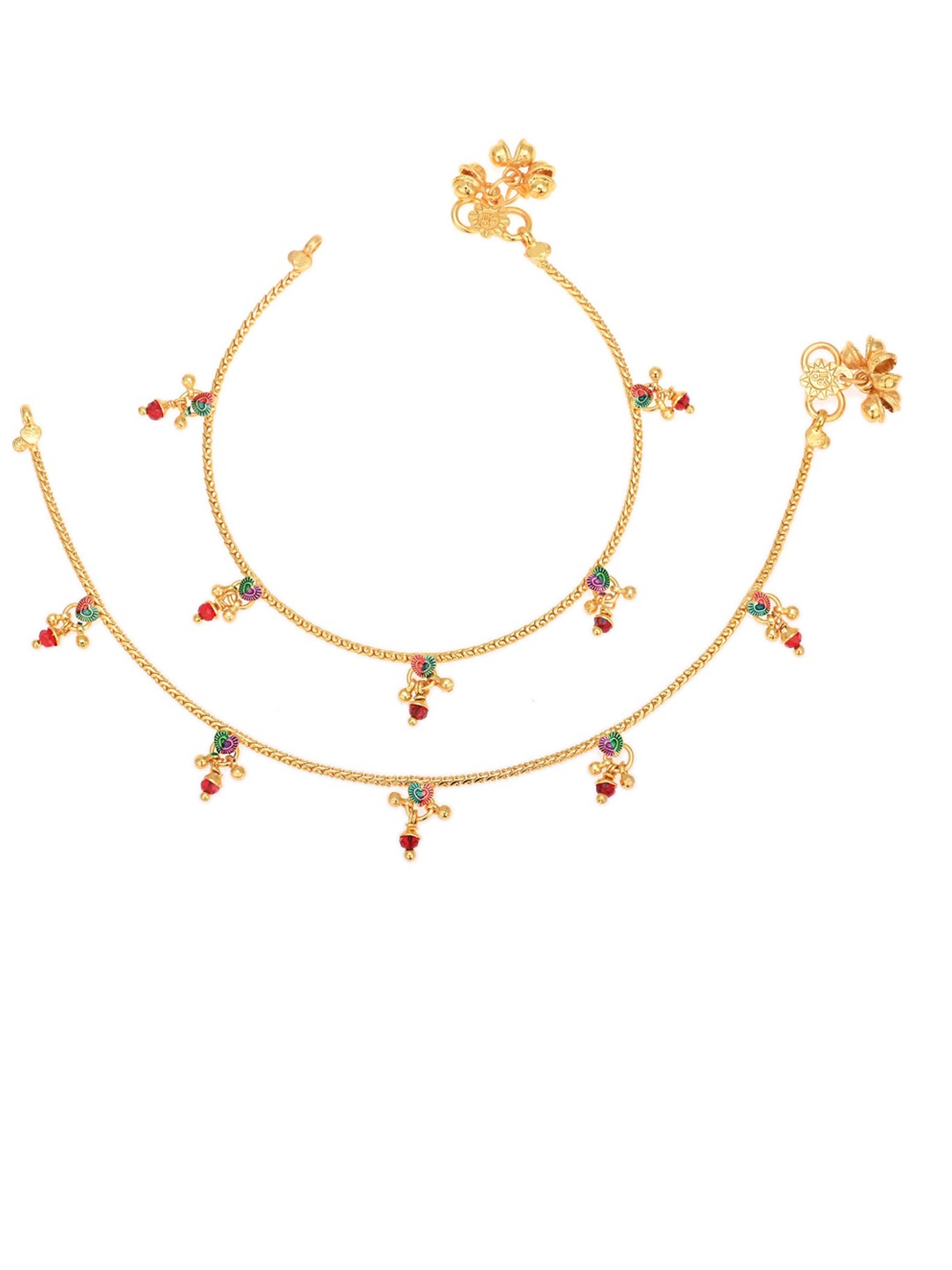 

AanyaCentric Women Gold-Plated Designed Beaded Anklets