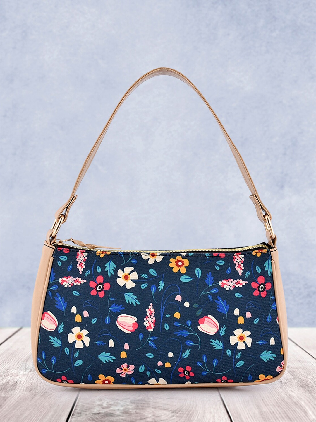 

Lychee bags Blue Floral Printed Structured Shoulder Bag