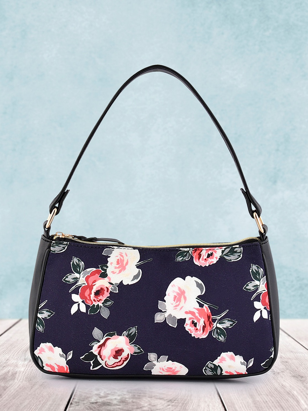 

Lychee bags Blue Floral Printed Structured Shoulder Bag