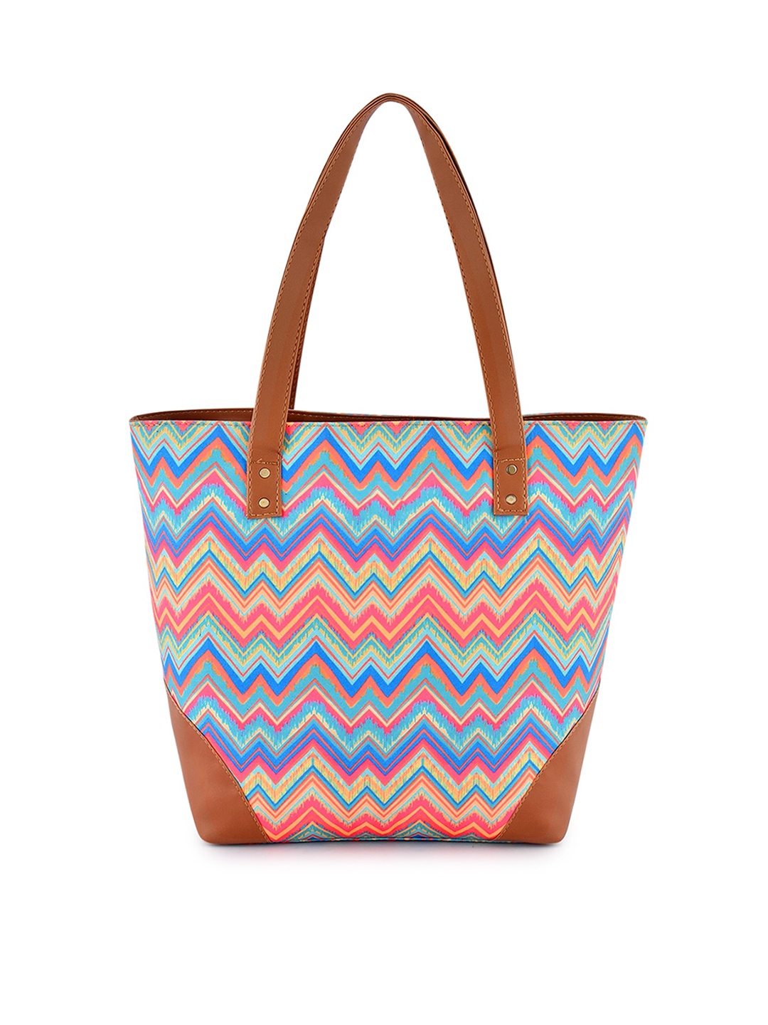 

Lychee bags Multicoloured Geometric Printed Structured Shoulder Bag with Cut Work, Multi