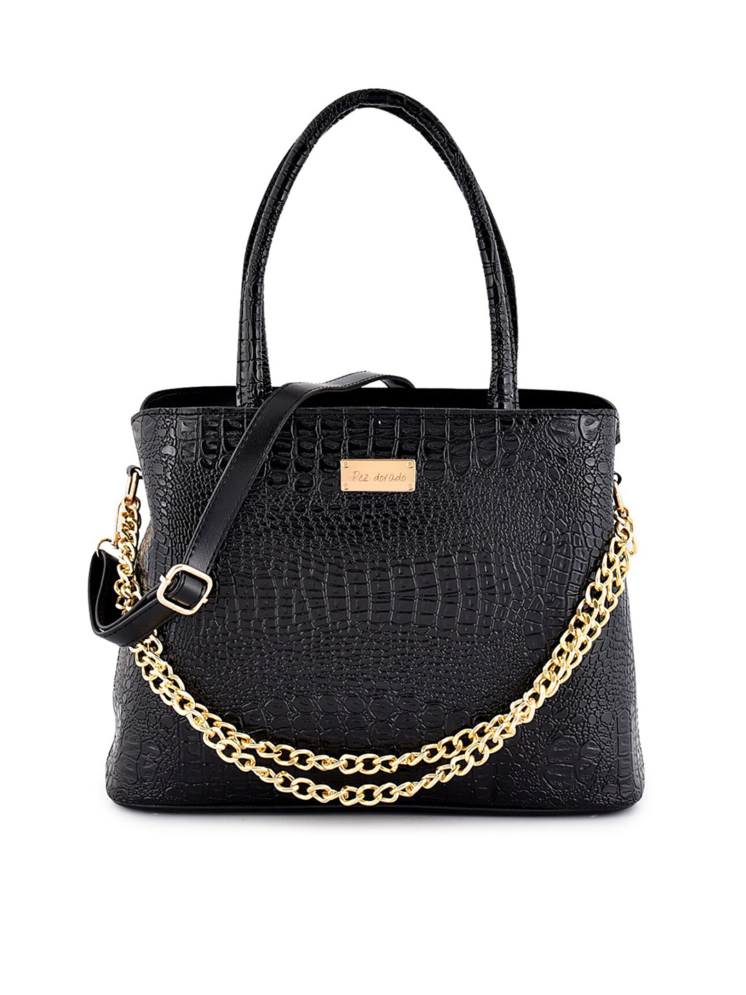 

Pez dorado Black Textured PU Structured Shoulder Bag