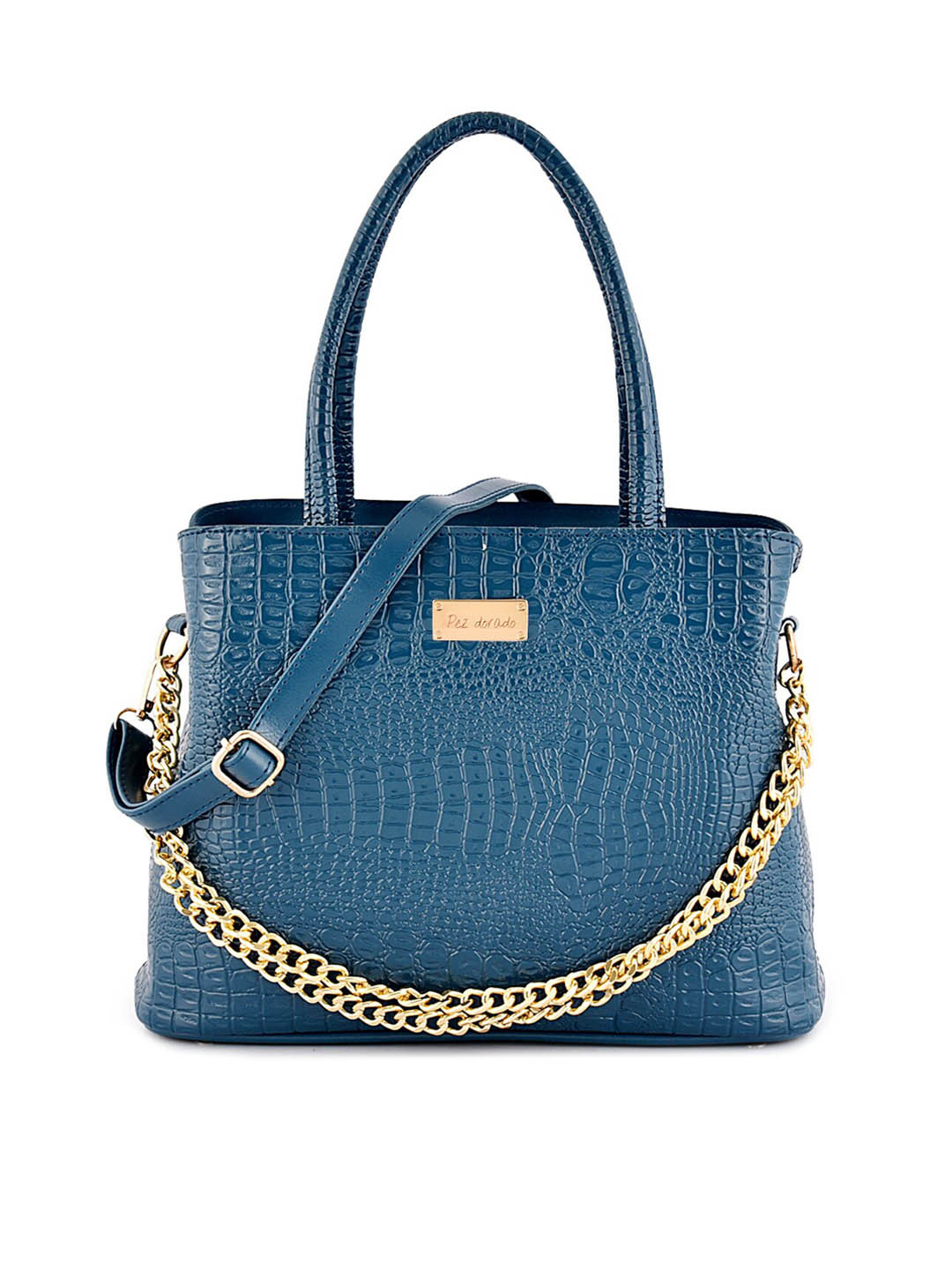 

Pez dorado Turquoise Blue Textured Structured Satchel Bag