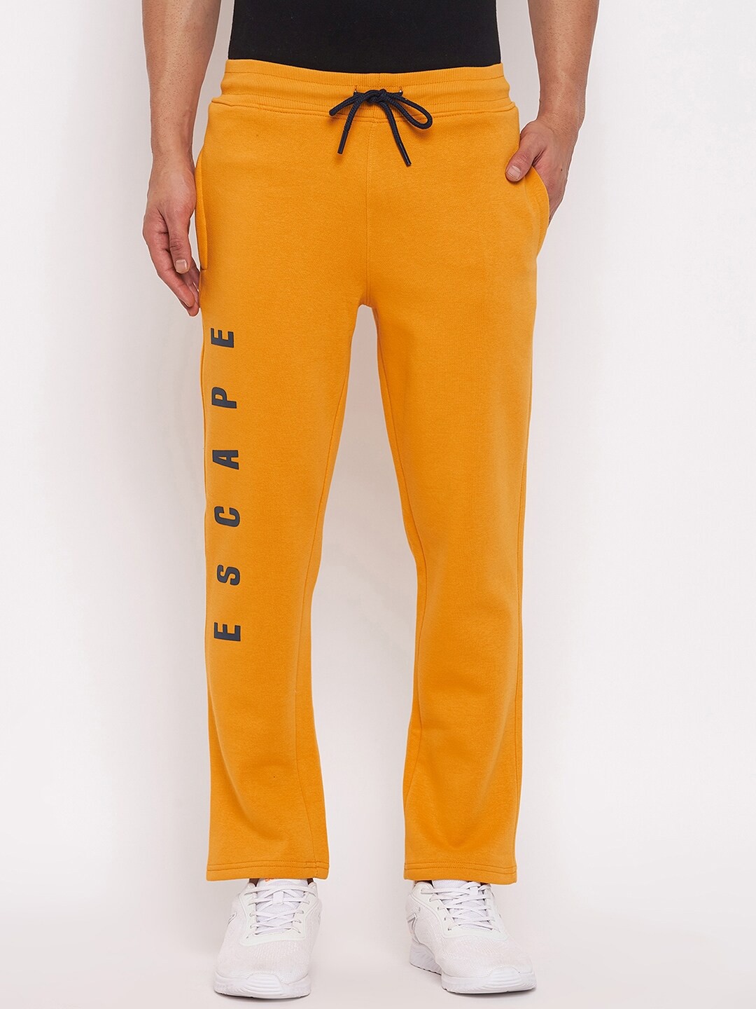 

Duke Men Mustard Solid Fleece Track Pants