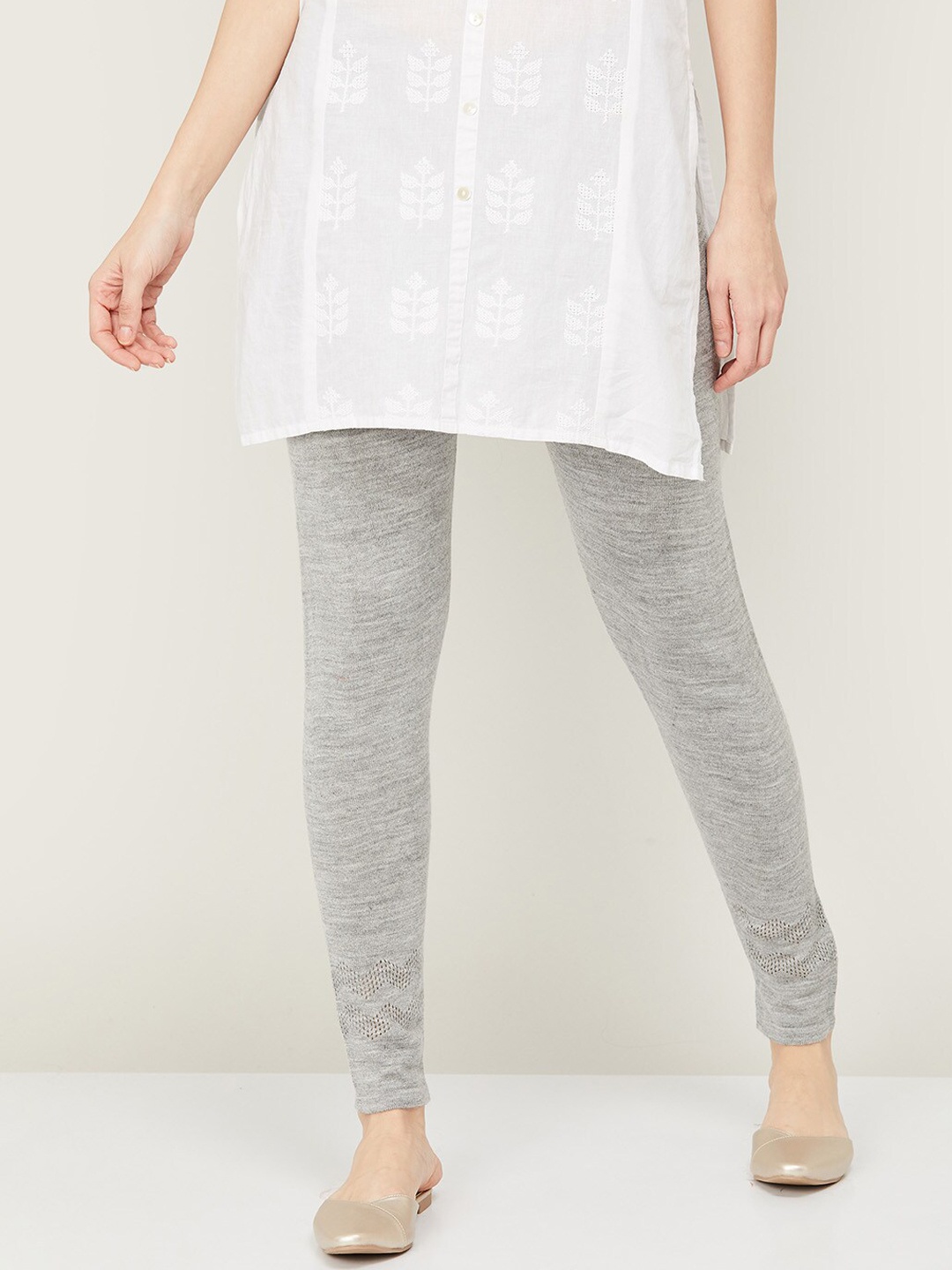 

Melange by Lifestyle Women Grey Solid Ankle Length Leggings