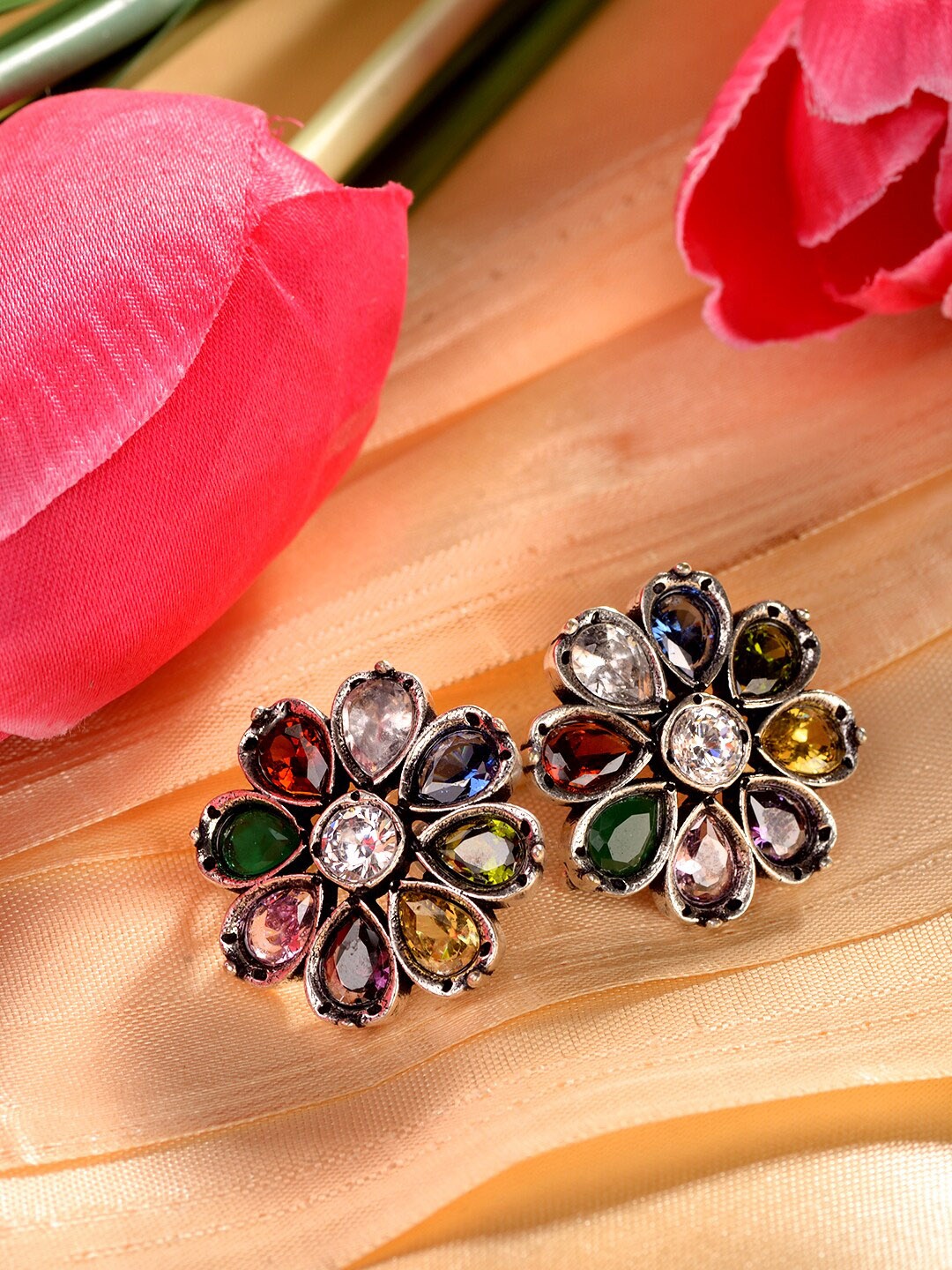

Saraf RS Jewellery Multicoloured Classic Studs Earrings, Multi