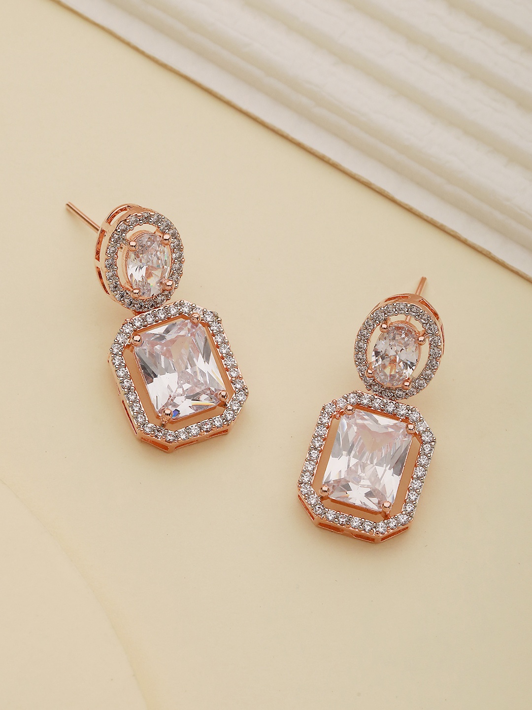 

Saraf RS Jewellery Rose Gold Plated Square Studs Earrings