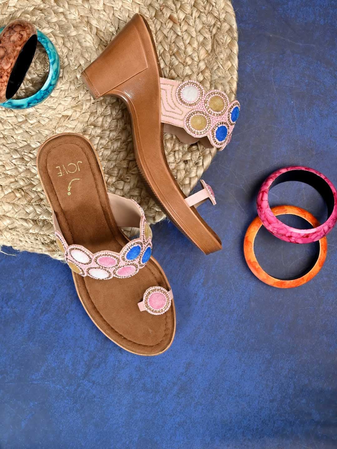 

Jove Pink Embellished Wedge Heels