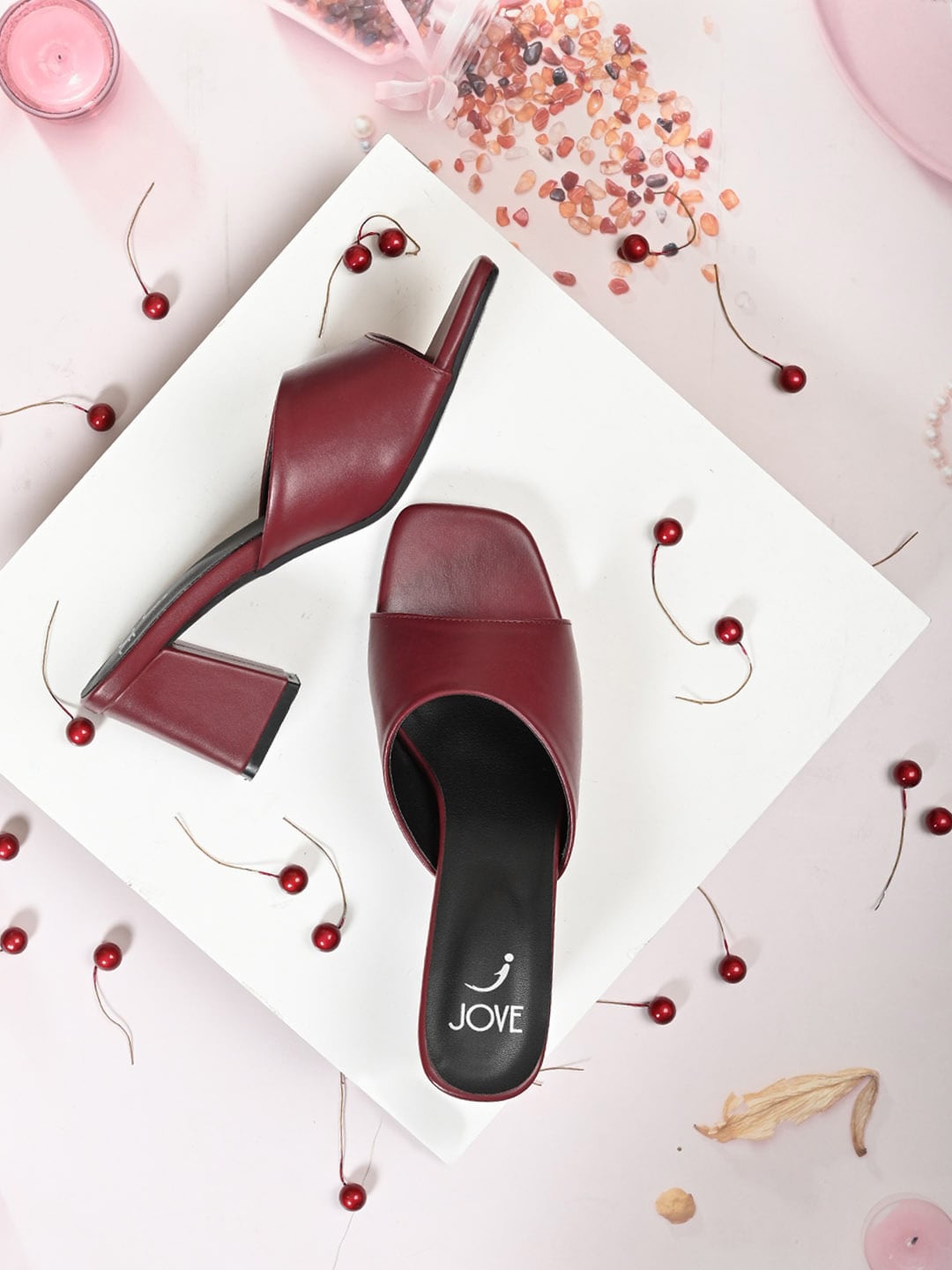 

Jove Maroon Block Heels