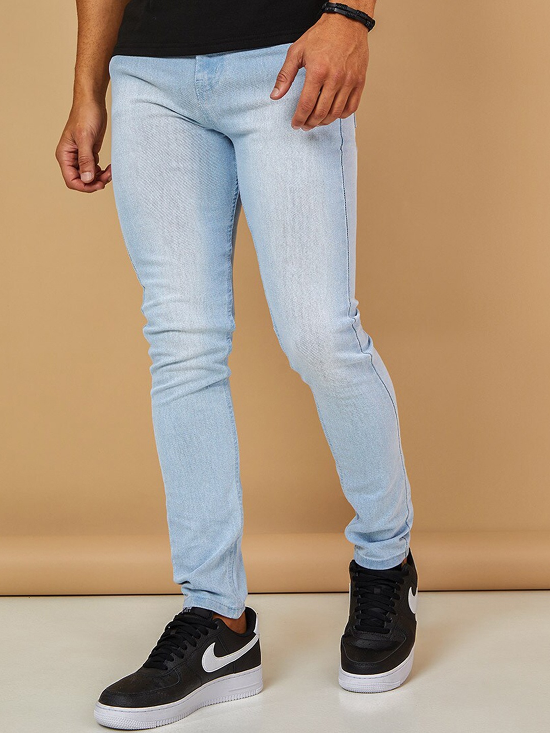 

Styli Men Super Skinny Fit Low-Rise Light Fade Cotton Stretchable Denim Jeans, Blue