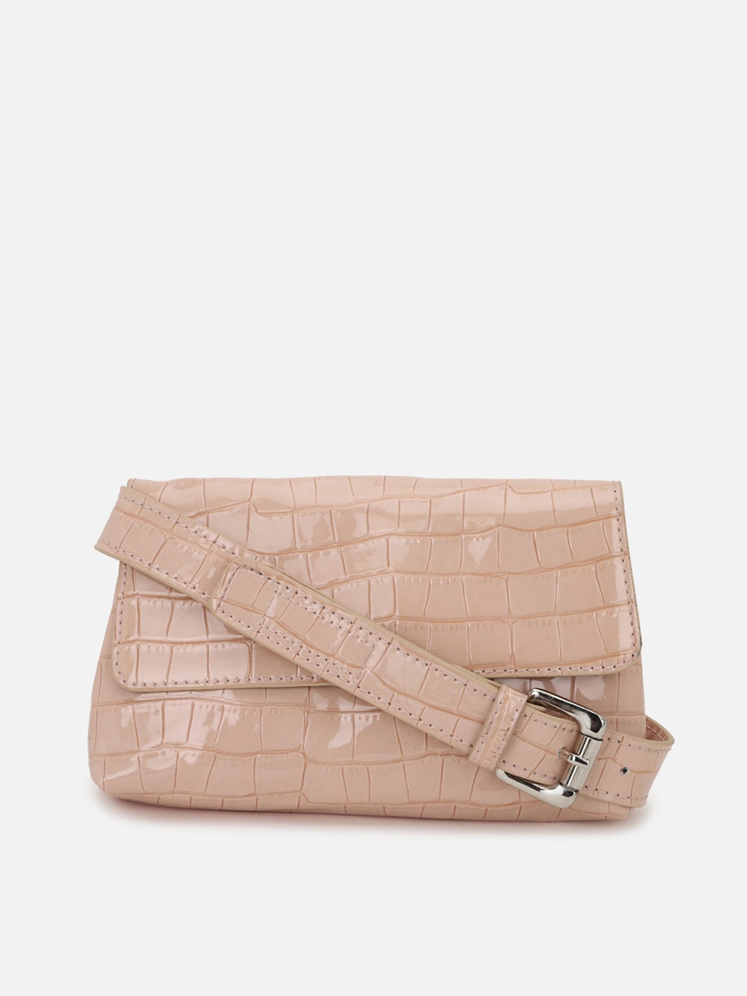 

FOREVER 21 Peach-Coloured Textured Structured Sling Bag