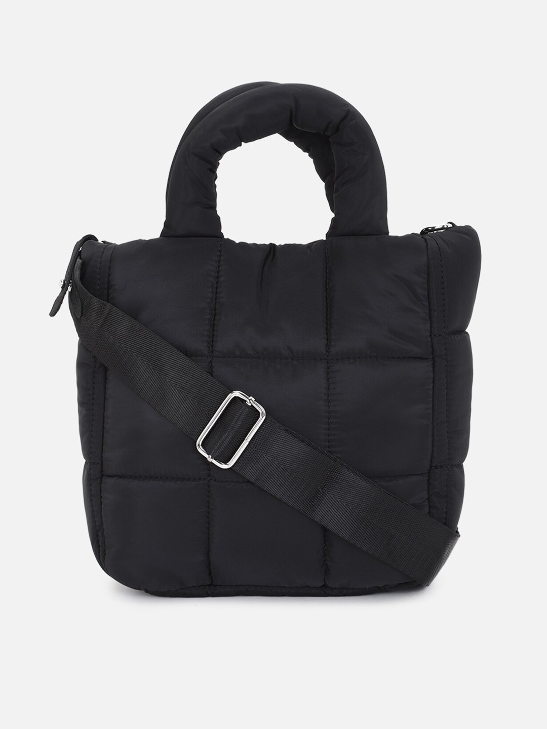 

FOREVER 21 Black Shopper Handheld Bag with Quilted