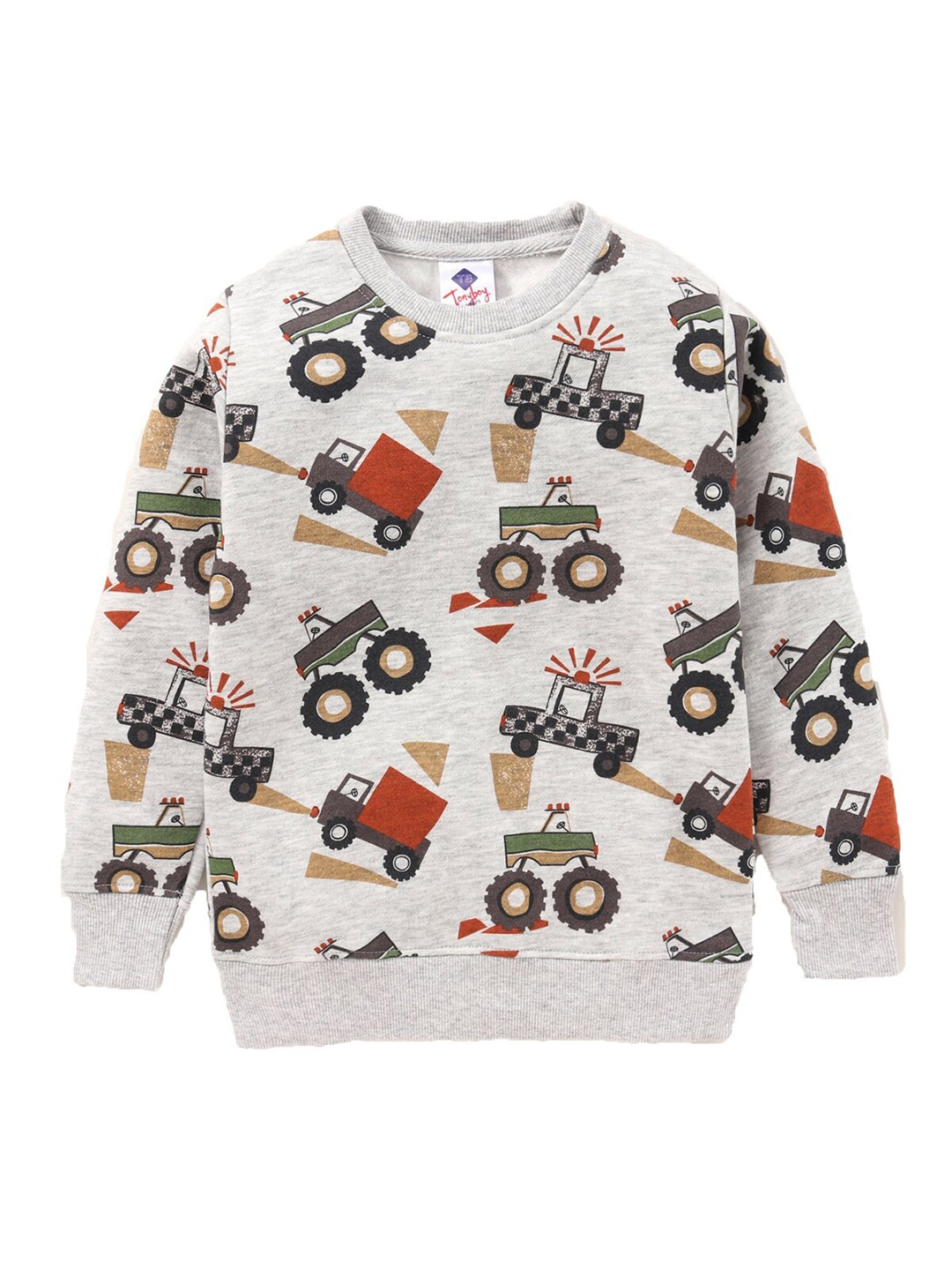 

TONYBOY Boys Grey Melange Printed Cotton Sweatshirt