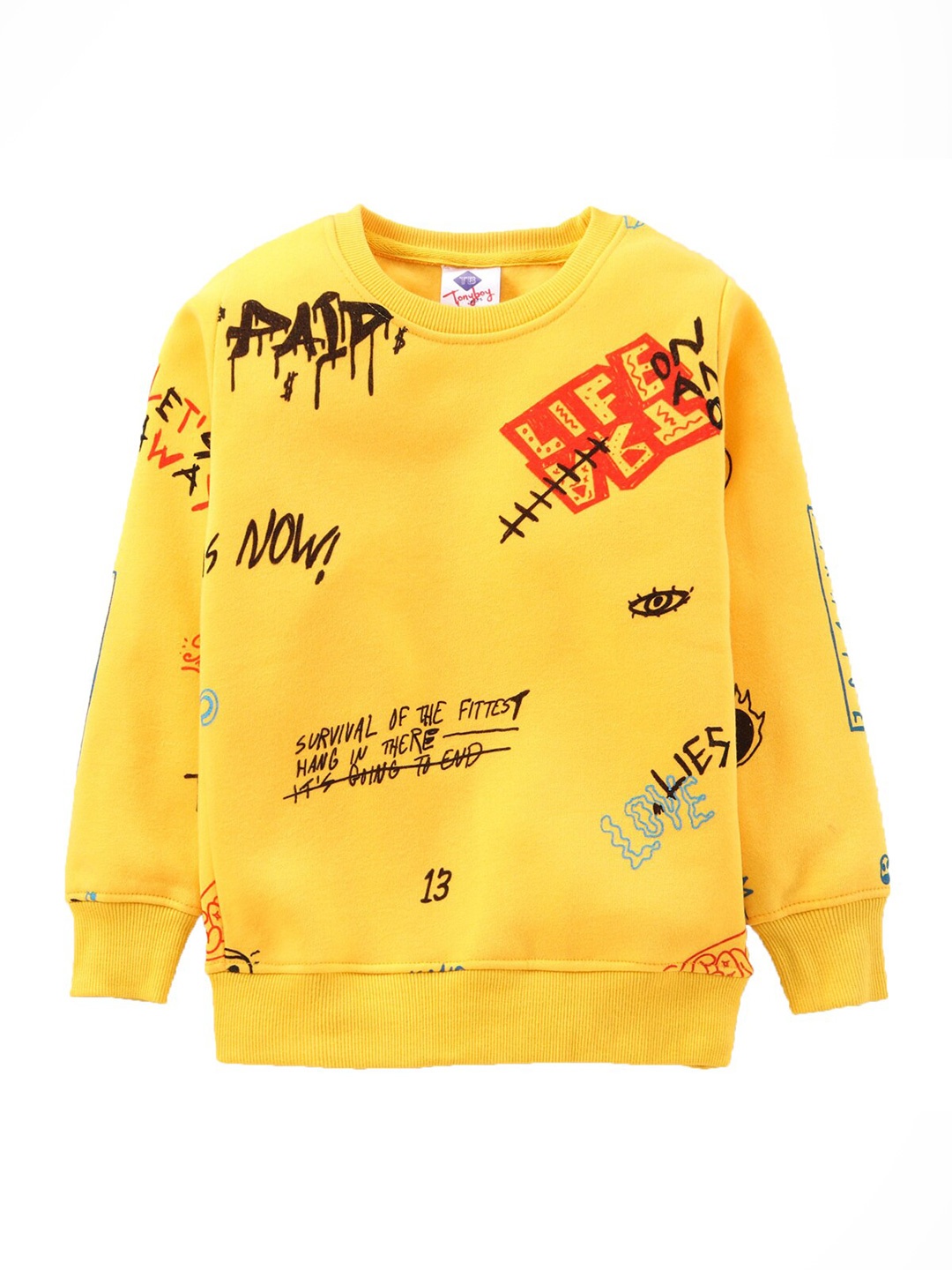 

TONYBOY Boys Yellow Printed Cotton Sweatshirt