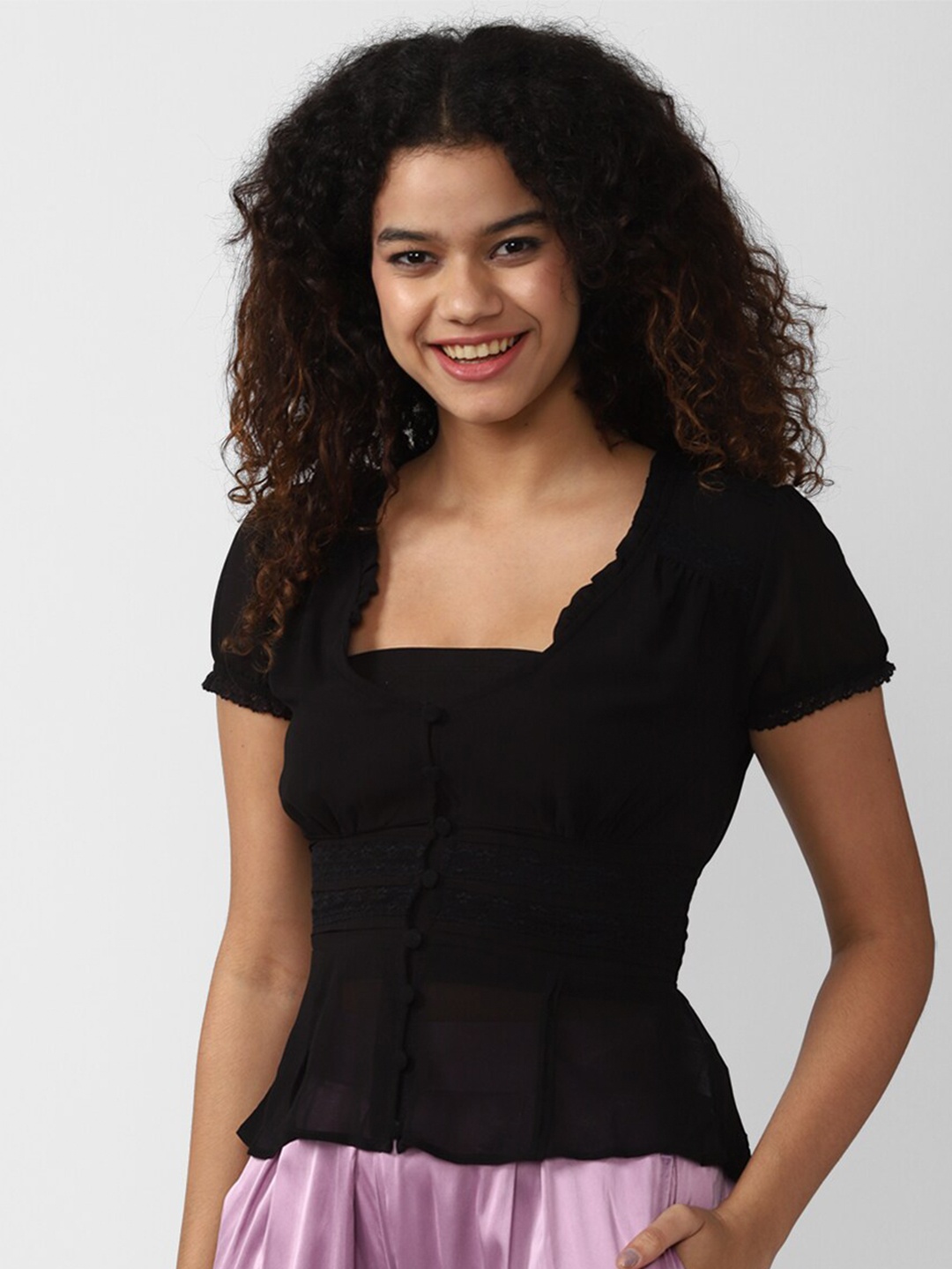 

FOREVER 21 Black Square Neck Top