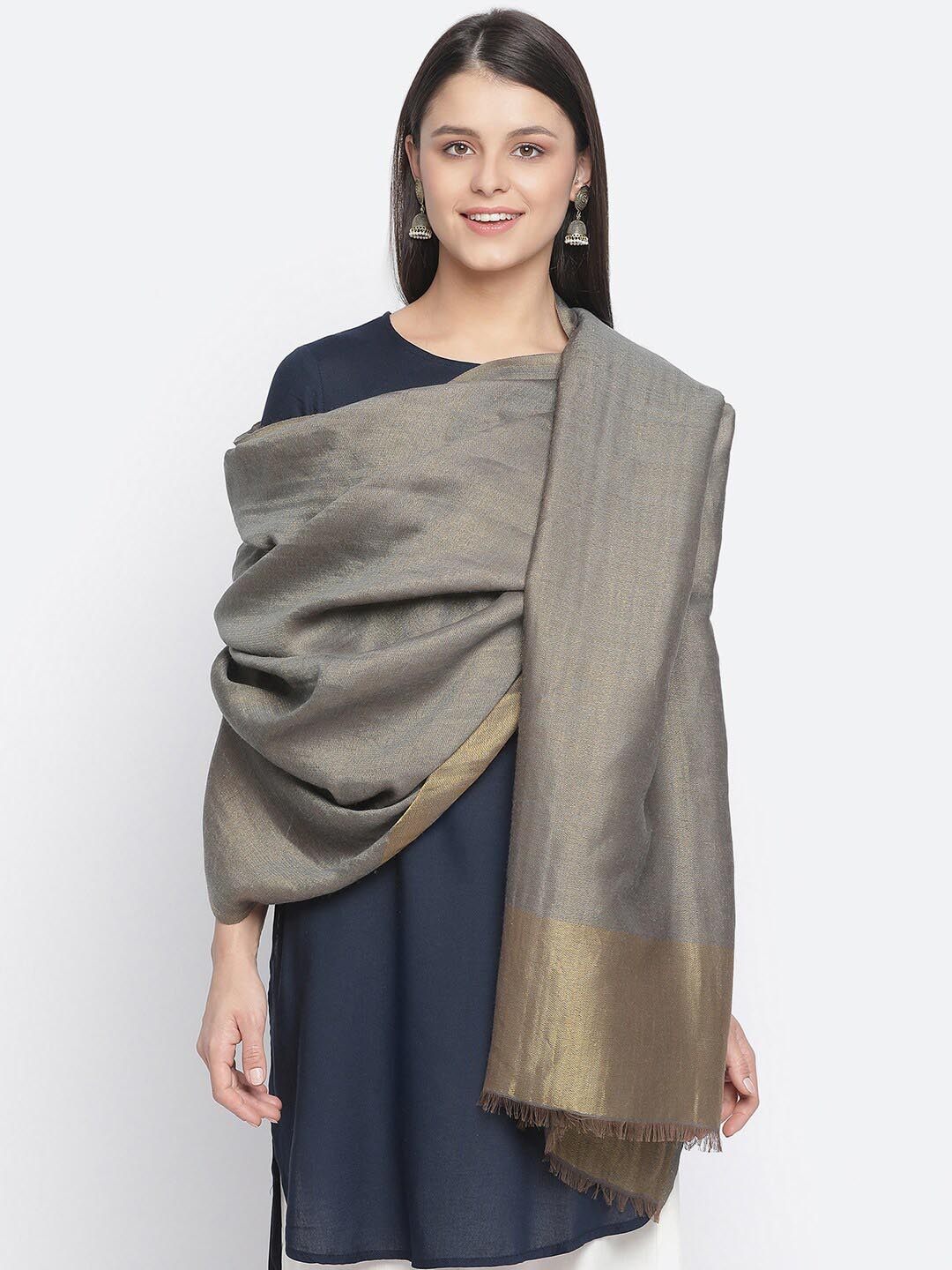 

SHINGORA Women Grey Woven-Design Shawl