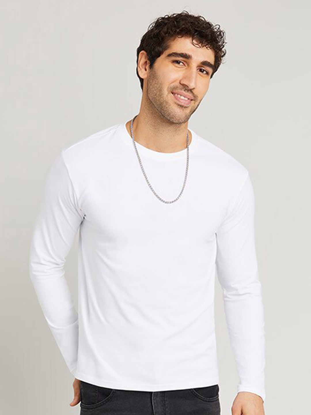 

Styli Cotton Crew Neck Muscle Fit T-Shirt, White