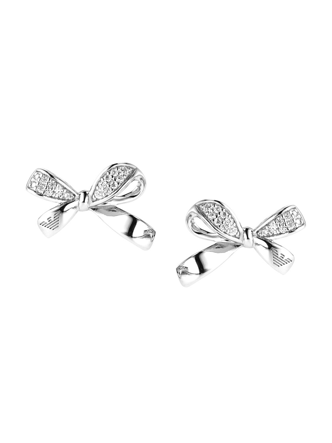 

Emporio Armani Silver-Toned Floral Studs Earrings