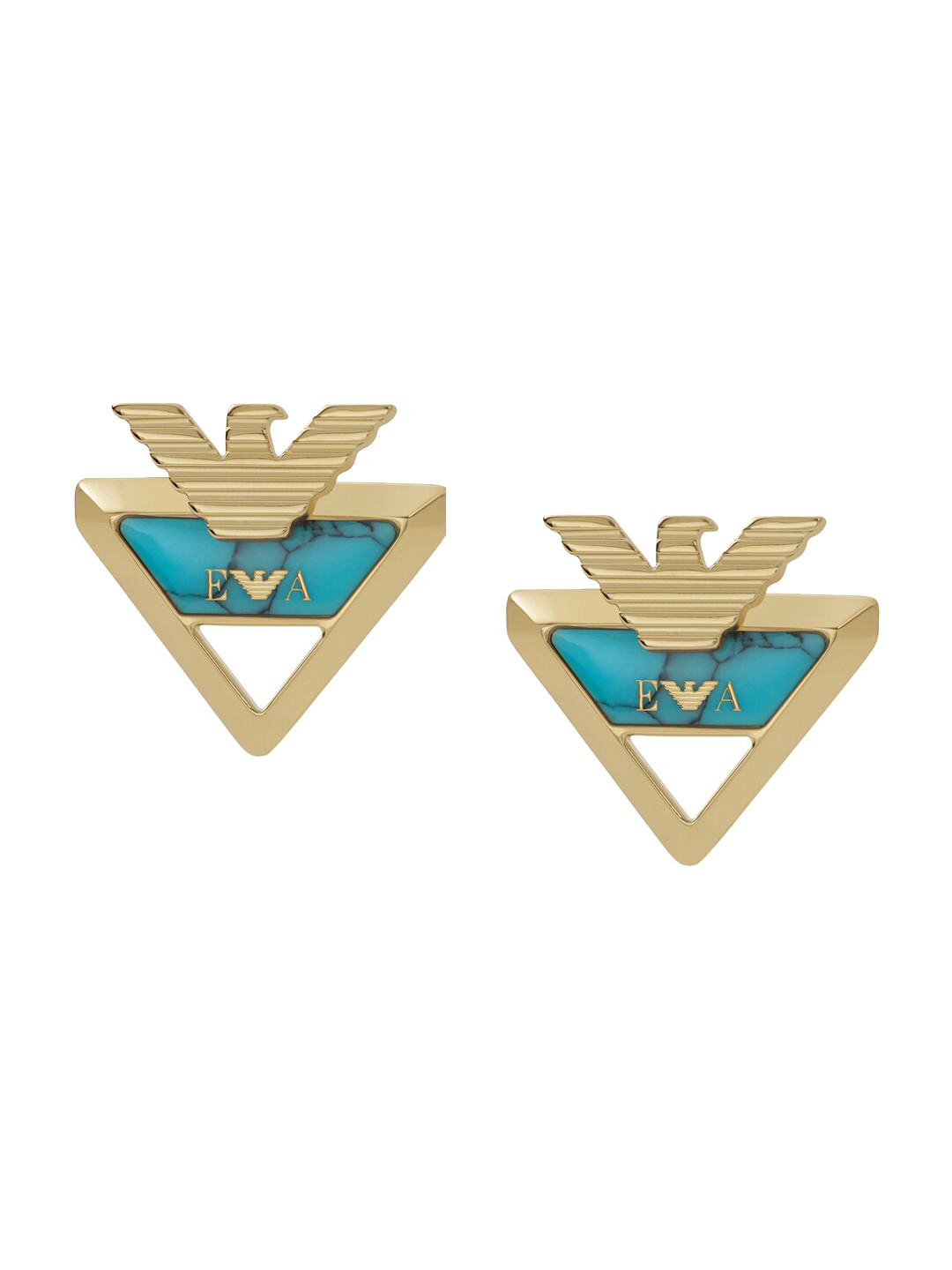 

Emporio Armani Gold-Toned & Turquoise Blue Geometric Studs Earrings