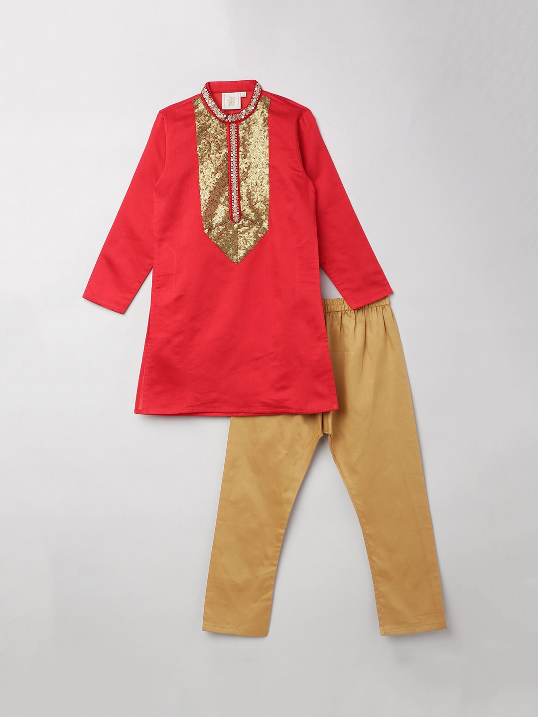 

BYB PREMIUM Boys Red Embroidered Pure Silk Kurta with Pyjamas
