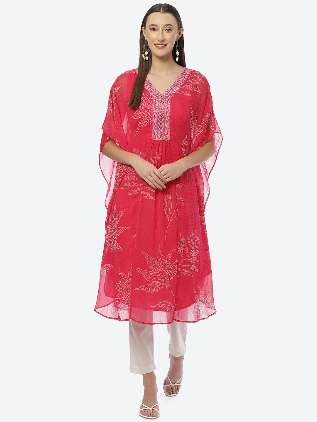 

Biba Women Pink & Red Printed Flared Sleeves Cotton Kurta