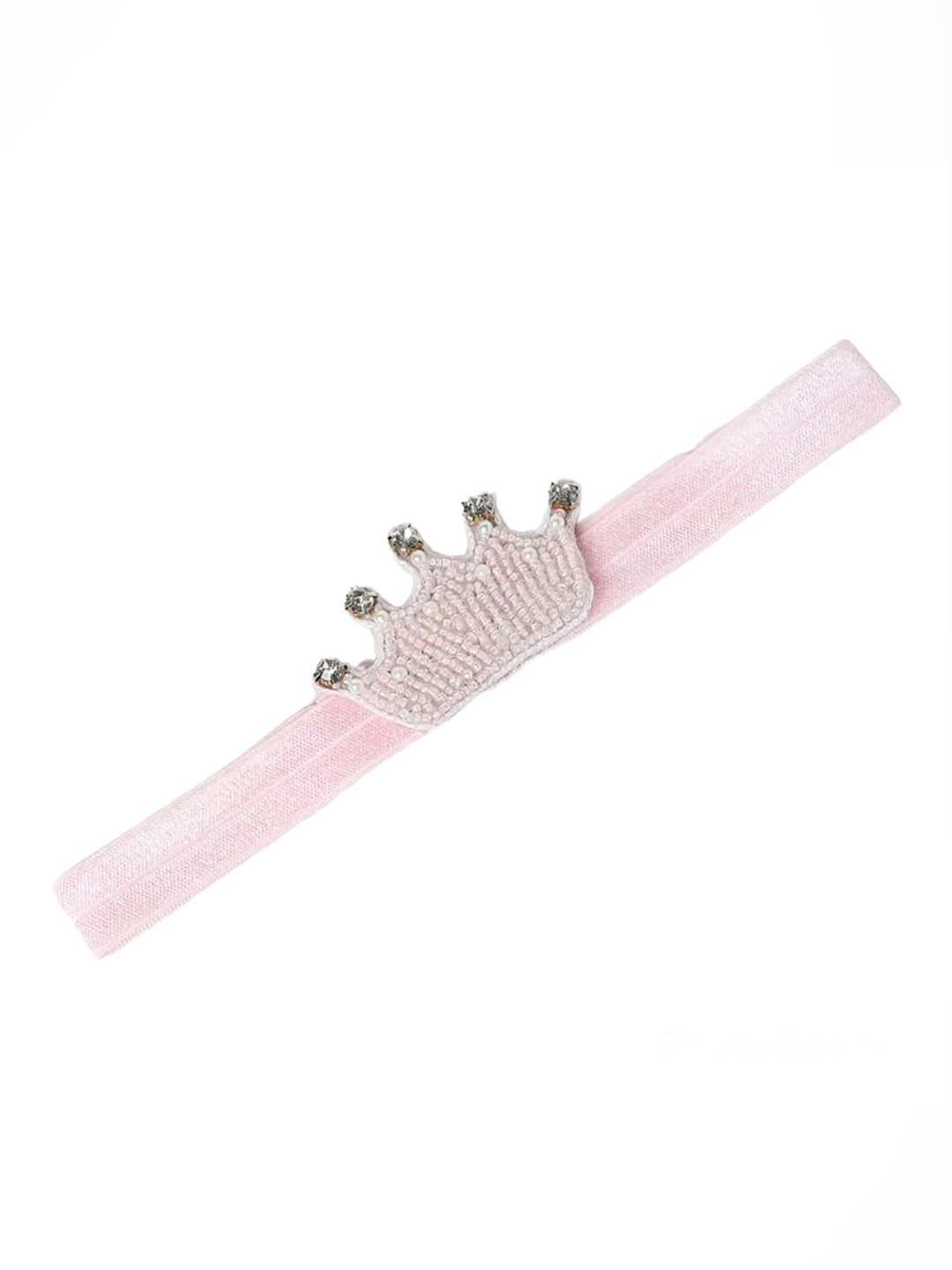 

Choko Girls Pink & Off White Crown Beaded Hairband