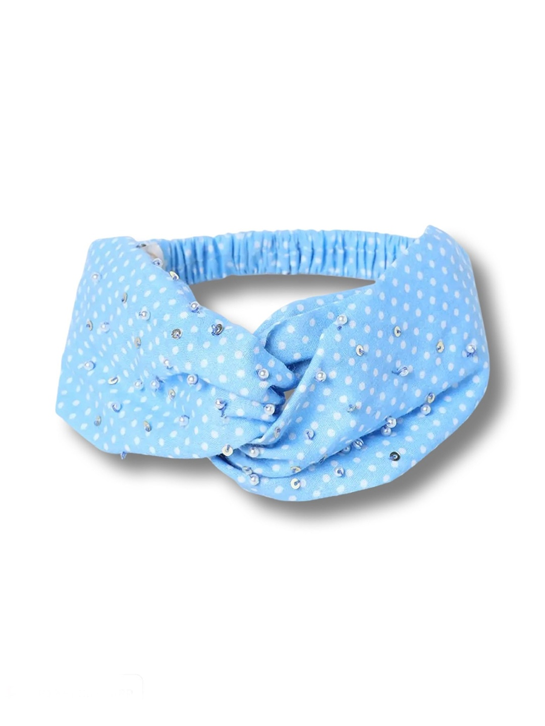

Choko Girls Blue & White Embellished Elastic Stretch Hairband