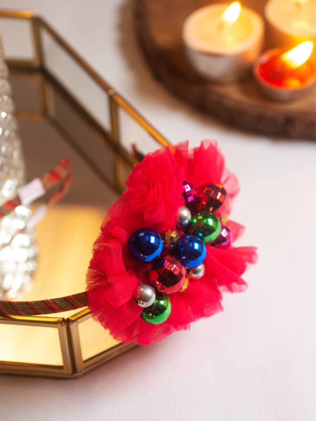 

Choko Girls Red & Blue Embellished Tulle Hairband