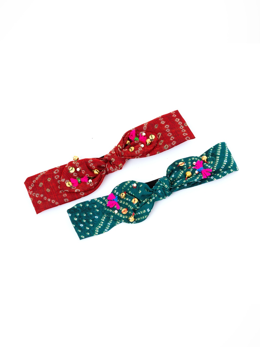 

Choko Girls Red & Green Set of 2 Embellished Hairband