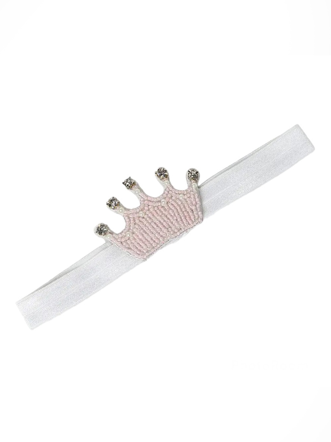 

Choko Girls Pink & Off White Crown Beaded Hairband