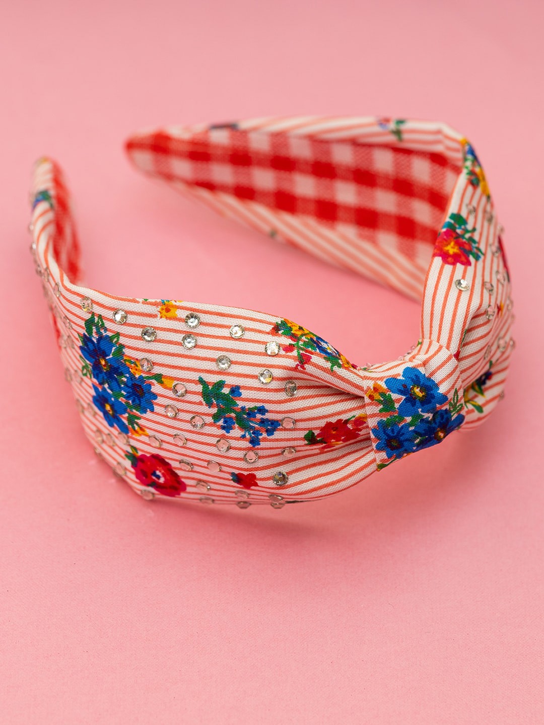 

Choko Girls Red & Blue Embellished Turban Hairband
